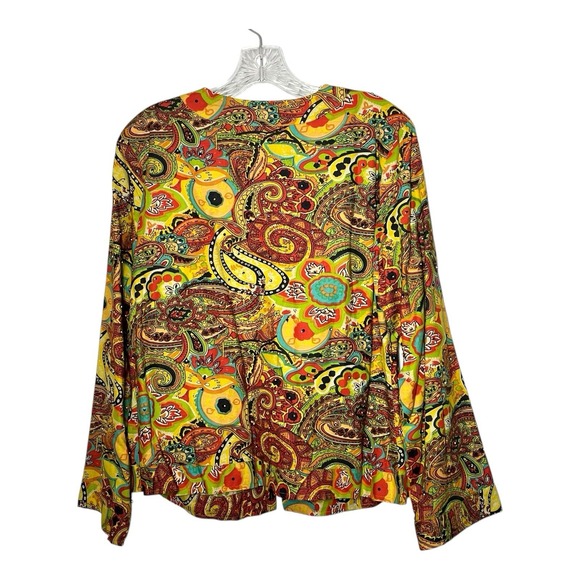 Alexia Kim Paisley Print Kimono Style Jacket Orange Yellow Green Women's - Picture 2 of 8